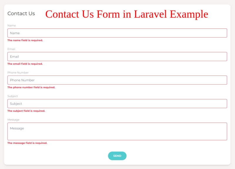 Create Contact Us Form in Laravel with Email Sending Example
